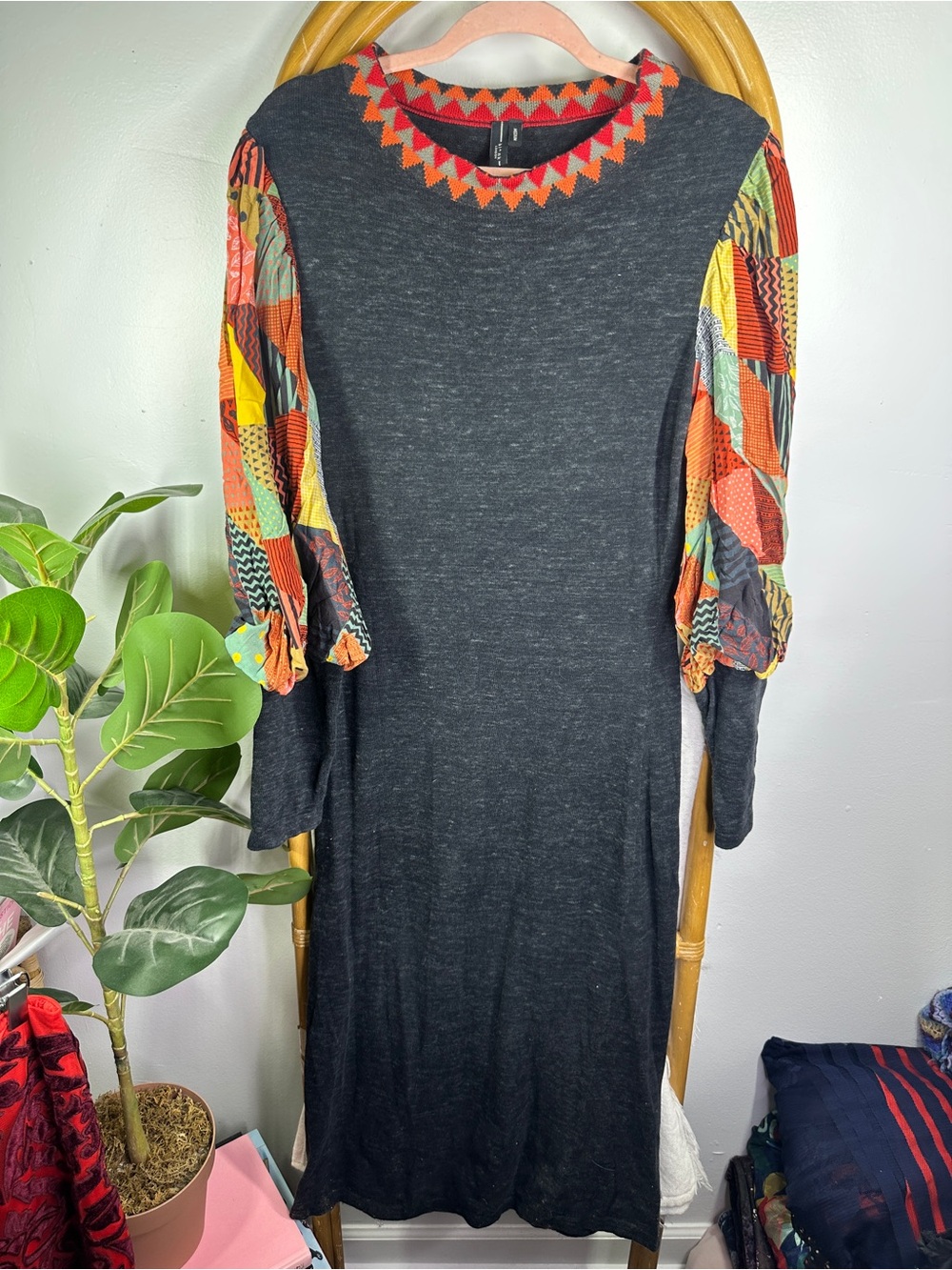 Anthropologie Blink London Grey Sweater Dress sz M
